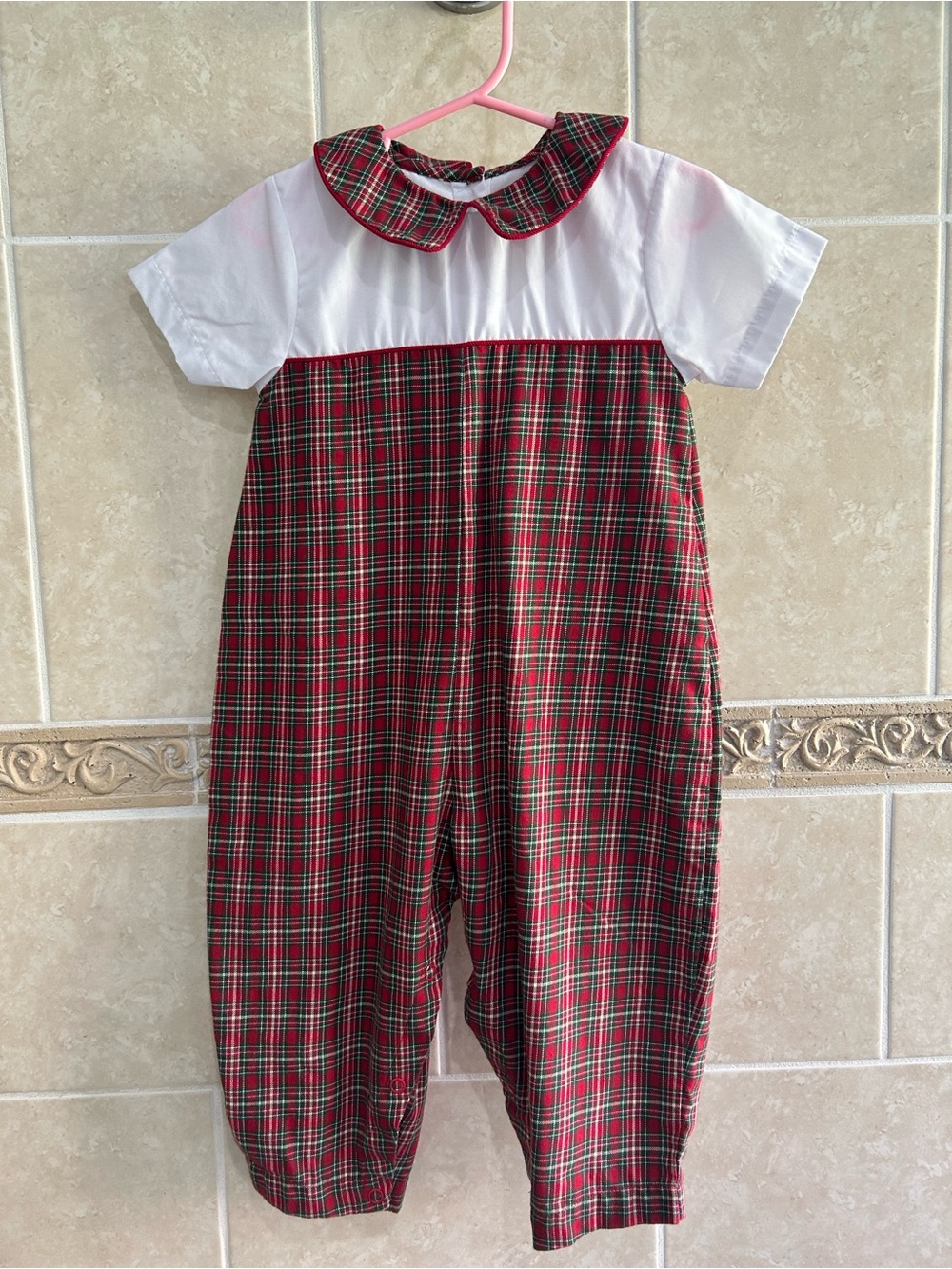 Petit Ami holiday Christmas plaid romper